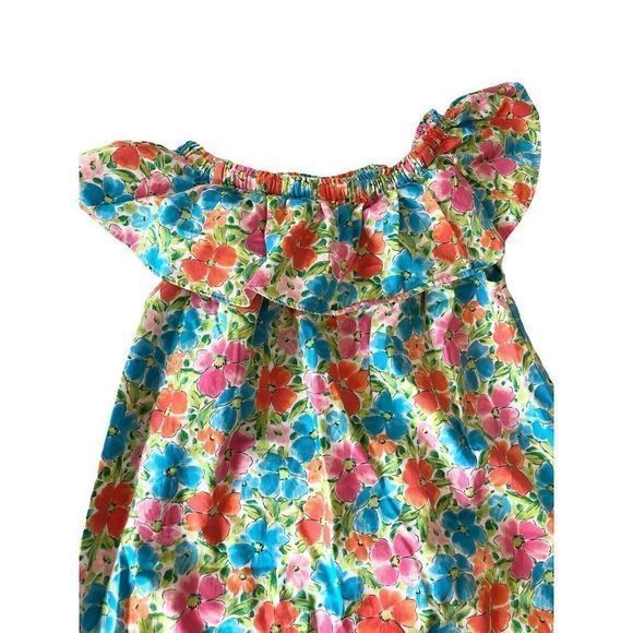 Land's End Floral Ruffle Off‎ The Shoulder Dress Girls Large 14 Summer Sundress - Picture 3 of 8